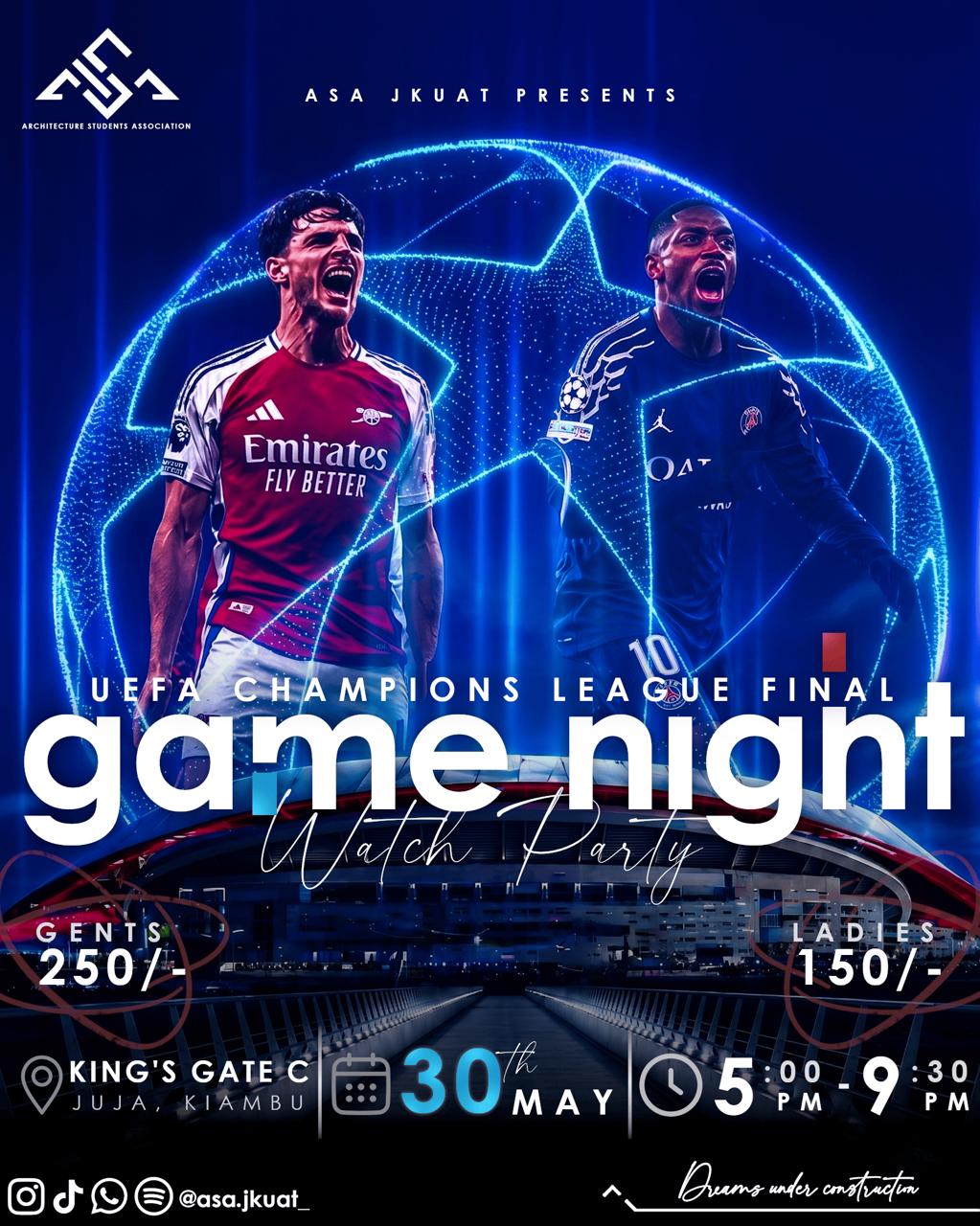 Event banner for UEFA champions league finals Watch Party