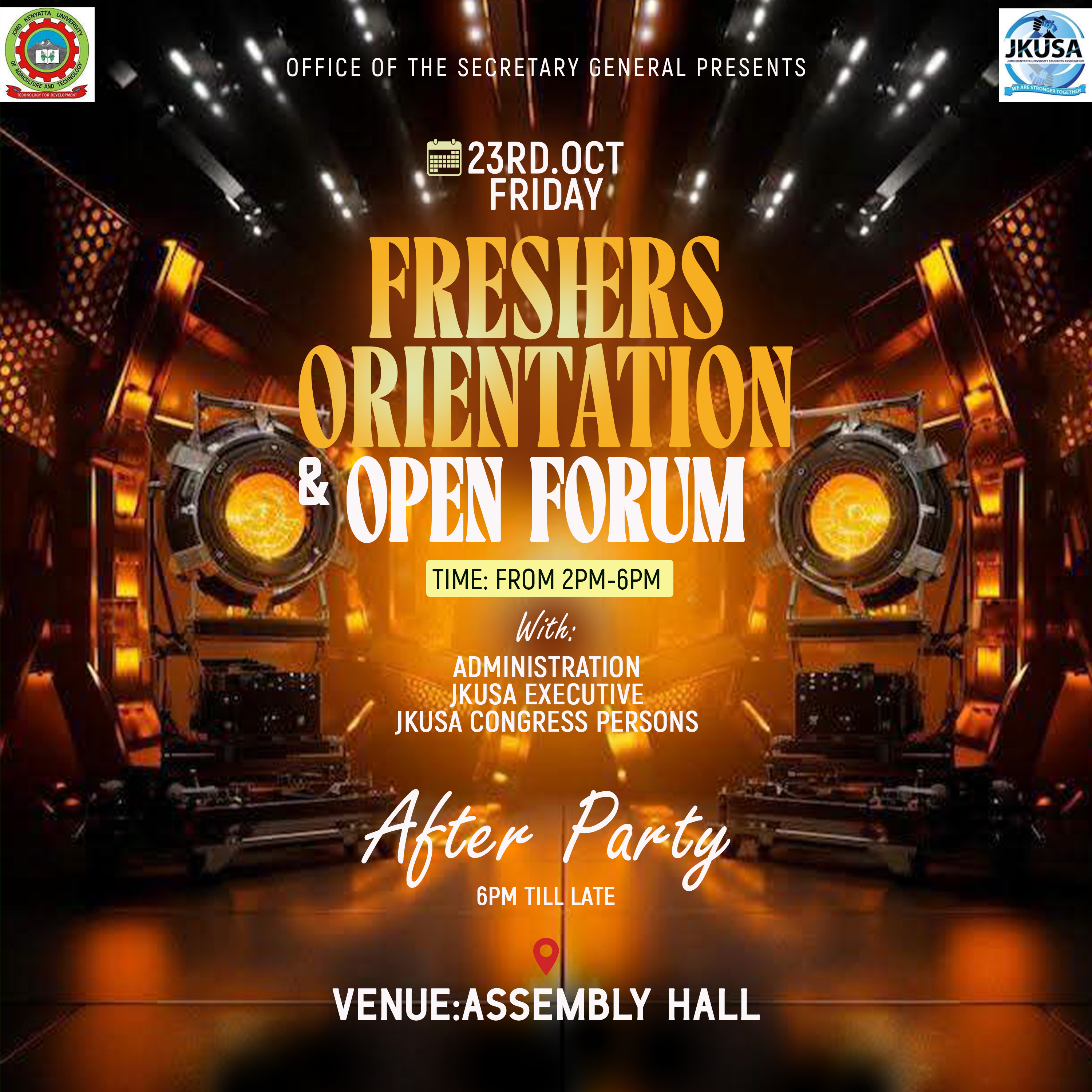 Event banner for Freshers Orientation & Open Forum